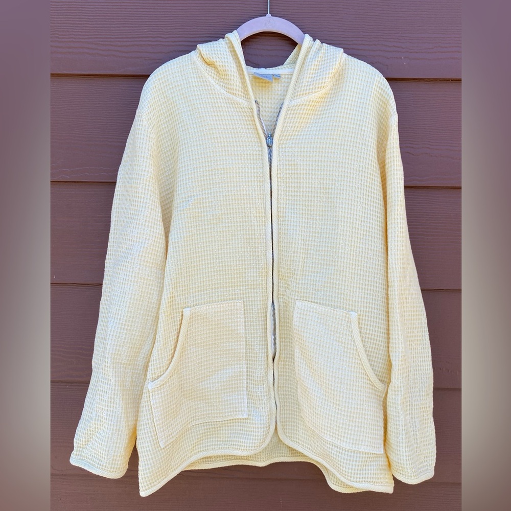 Focus Woemn’s Preshrunk 100% Cotton Bright Yellow Hoodie Zip Up Sweater Large